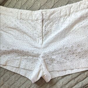 Michael Kors High Waist White Shorts with Eyelet Pattern